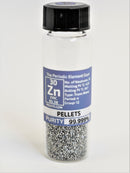 Zinc Metal Pellets/Spheres 31.1 Grams 99.99% in our new "Stand Tall" Glass Vials. - The Periodic Element Guys