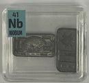 Niobium 99.9%  Foil, Pellets, Ingots, Crystalline Flower,  in our new thick Periodic Element tiles