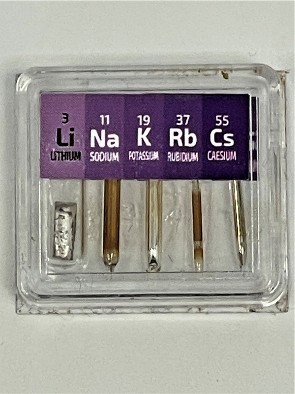 WHOLESALE 12 x  Micro Alkali Set with Lithium under argon, Sodium Potassium Rubidium and Cesium - The Periodic Element Guys