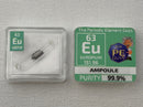 Europium Metal in Glass ampoule under argon, Clean and Shiny 99.9% in a Periodic Element Tile - The Periodic Element Guys