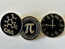 Pi, Magic Math and Element Clock, Science Enamel Lapel Pins Badge - The Periodic Element Guys