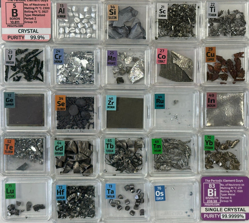 25 Piece Periodic Element Tile Set including Osmium Ruthenium Scandium Titanium Lutetium Terbium