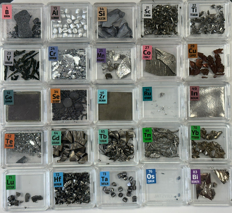 25 Piece Periodic Element Tile Set including Osmium Ruthenium Scandium Titanium Lutetium Terbium