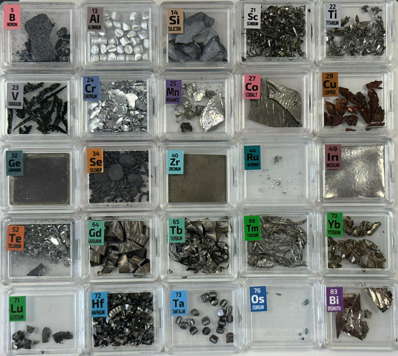 25 Piece Periodic Element Tile Set including Osmium Ruthenium Scandium Titanium Lutetium Terbium