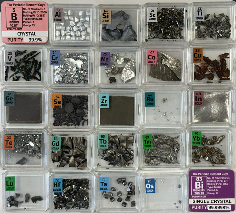 25 Piece Periodic Element Tile Set including Osmium Ruthenium Scandium Titanium Lutetium Terbium