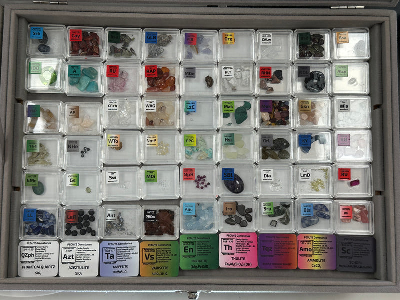 New Ultimate Mineral Gemstone Collection 118 Gem Tiles in 2 Felt Glass Display