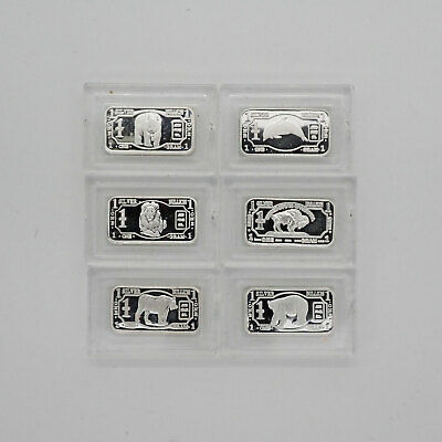 6 x 1 gram .999 solid Silver Endangered Animal Set with Capsules. MUST HAVE SET - The Periodic Element Guys