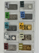 10 x 1 Gram Periodic Element Metal Maple Ingots 2 x SILVER TANTALUM NIOBIUM INDIUM TITANIUM - The Periodic Element Guys