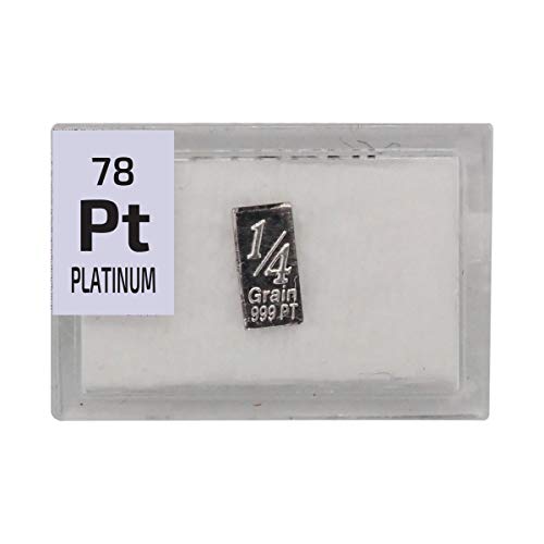 Platinum Bar Ingot(1/4 Grain), 99.9% Pure Element Sample in a PEGUYS Periodic Element Tile. - The Periodic Element Guys