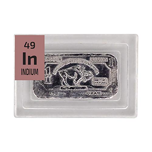 Indium Metal Bullion Bar - 1g Ingot - Purity: 99.99% - The Periodic Element Guys