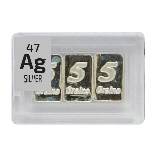 Silver 3x5 Grain ingot Periodic Element Tile - Small - The Periodic Element Guys