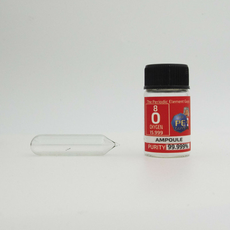 Pure Oxygen gas Ampoule element 8 sample O Low Pressure in labeled glass Bottle - The Periodic Element Guys