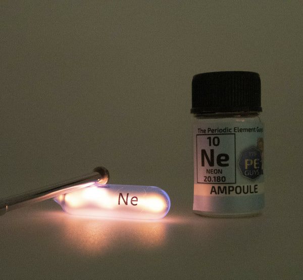 Pure Neon gas Ampoule element 10 sample Ne Low Pressure in labeled glass Bottle - The Periodic Element Guys