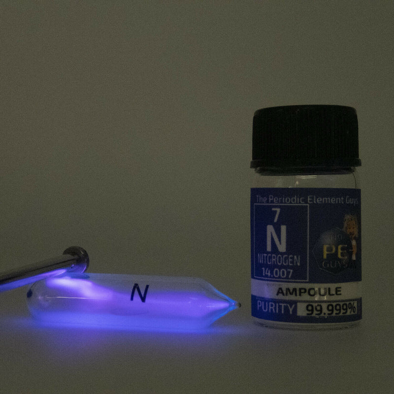Pure Nitrogen Gas Ampoule element sample Low Pressure in labeled glass Bottle - The Periodic Element Guys
