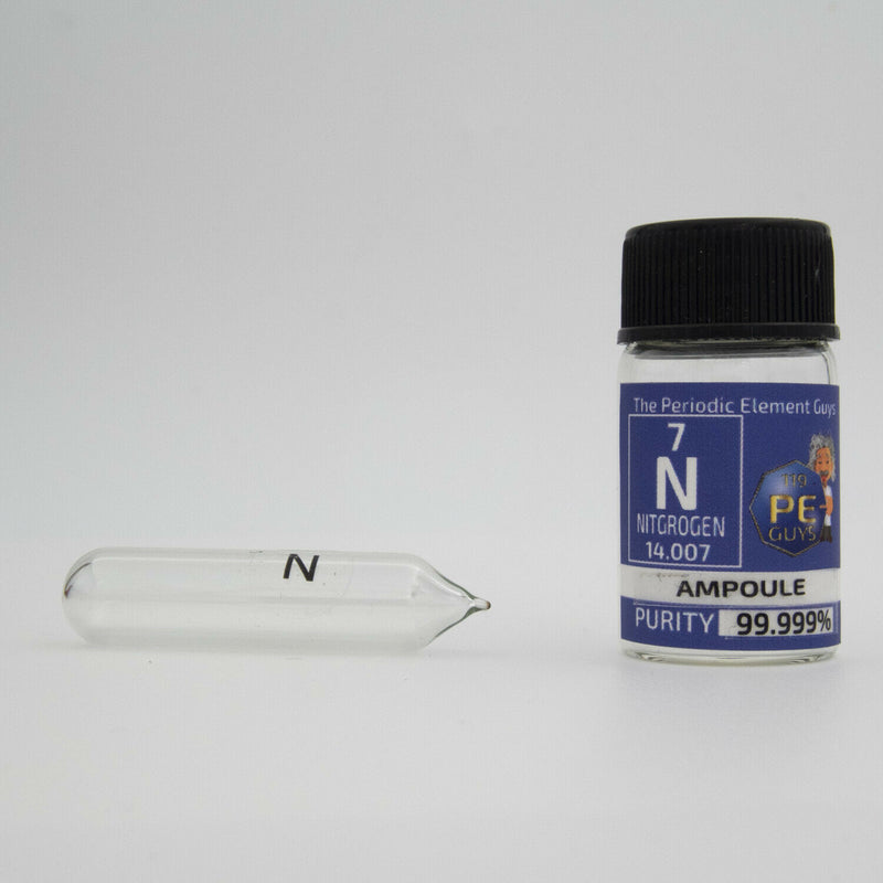 Pure Nitrogen Gas Ampoule element sample Low Pressure in labeled glass Bottle - The Periodic Element Guys