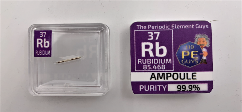 Rubidium Metal Element Sample 15 mg ampoule 99,9% in Periodic Element Tile - The Periodic Element Guys