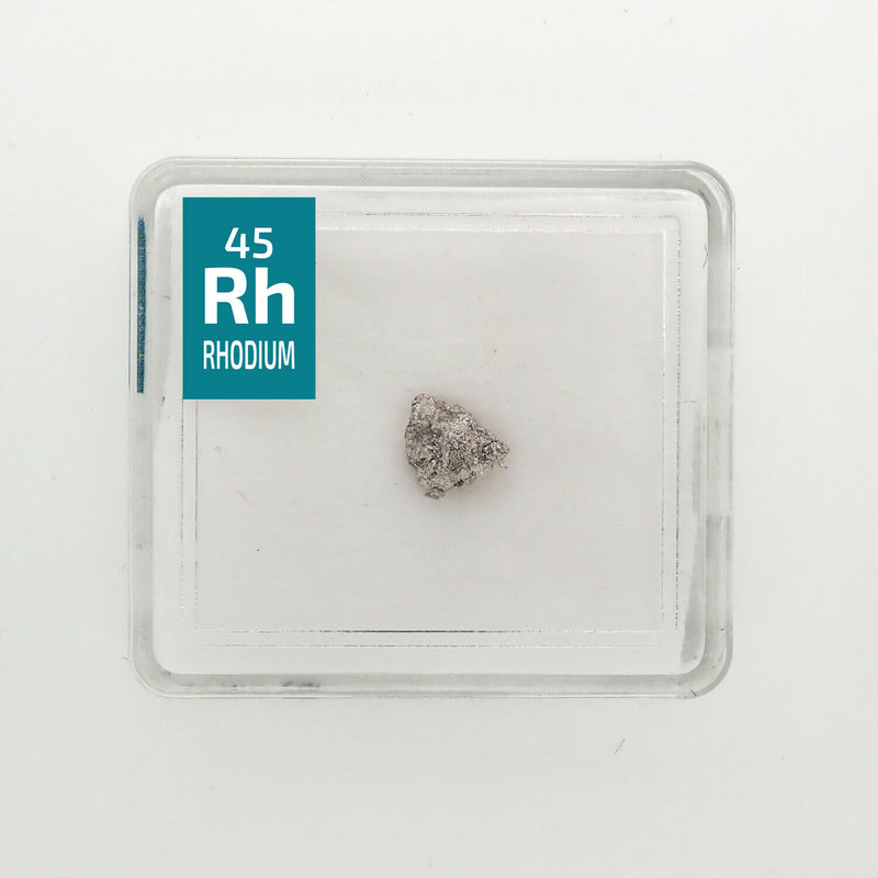 Rhodium Metal Very Rare Crystal 0.15 Grams 99.99% pure in Periodic Element tile - The Periodic Element Guys