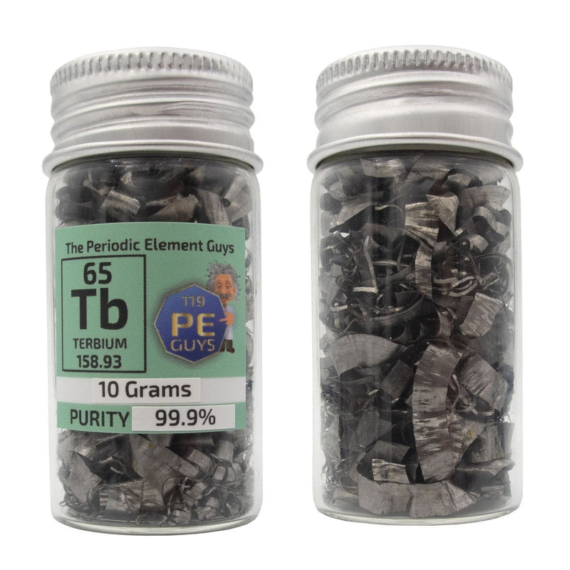 10 Grams 99.9% Terbium Metal Turnings In Glass Vial Element 65 Sample Rare Earth - The Periodic Element Guys