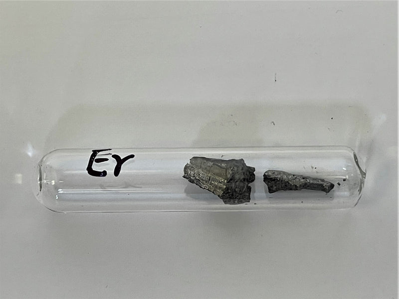 ERBIUM Metal 99.9% 1.5 Grams under Argon in glass ampoule in Labeled Glass Vial - The Periodic Element Guys