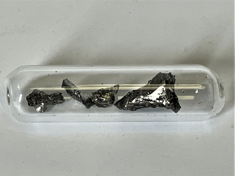 Lanthanum Metal 99.9% 1 Gram +  Shiny under Argon in glass ampoule in Labeled Glass Vial - The Periodic Element Guys
