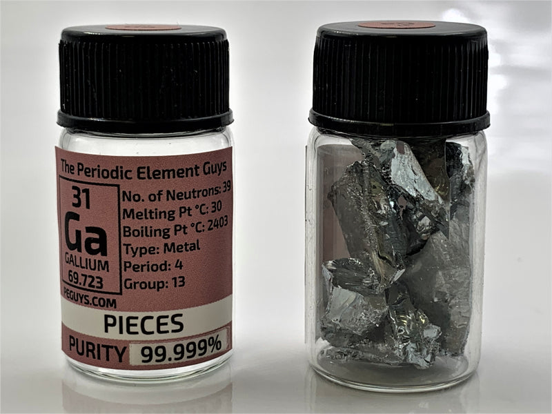 20 Grams Gallium Metal 99.999% in Labeled Glass Vial - The Periodic Element Guys