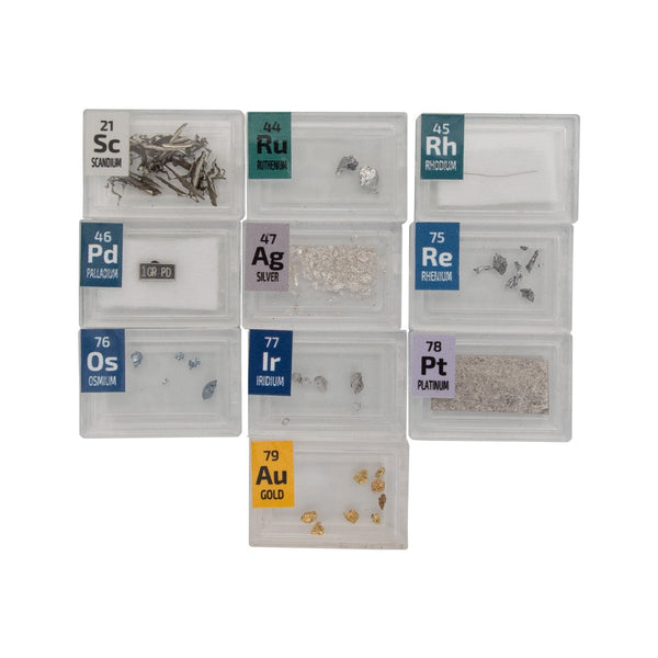 PEGUYS Mini Very Precious Metal Set 10 x Periodic Elements Tiles. Ir, Rh, Os, Sc, Pd, Re, Au, Ag, Pt - The Periodic Element Guys