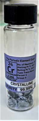 Chromium Metal Crystalline 10 Grams 99.9% in our new "Stand Tall" Glass Vials. - The Periodic Element Guys