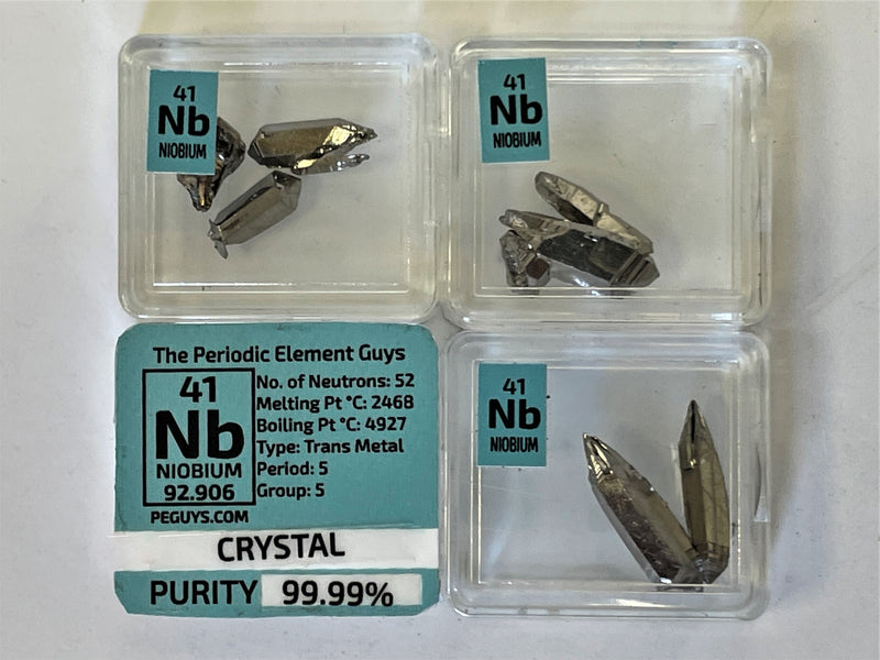 Very Rare Niobium Metal  Crystals 99.99% Pure 2 Grams - 2.8 Grams - The Periodic Element Guys