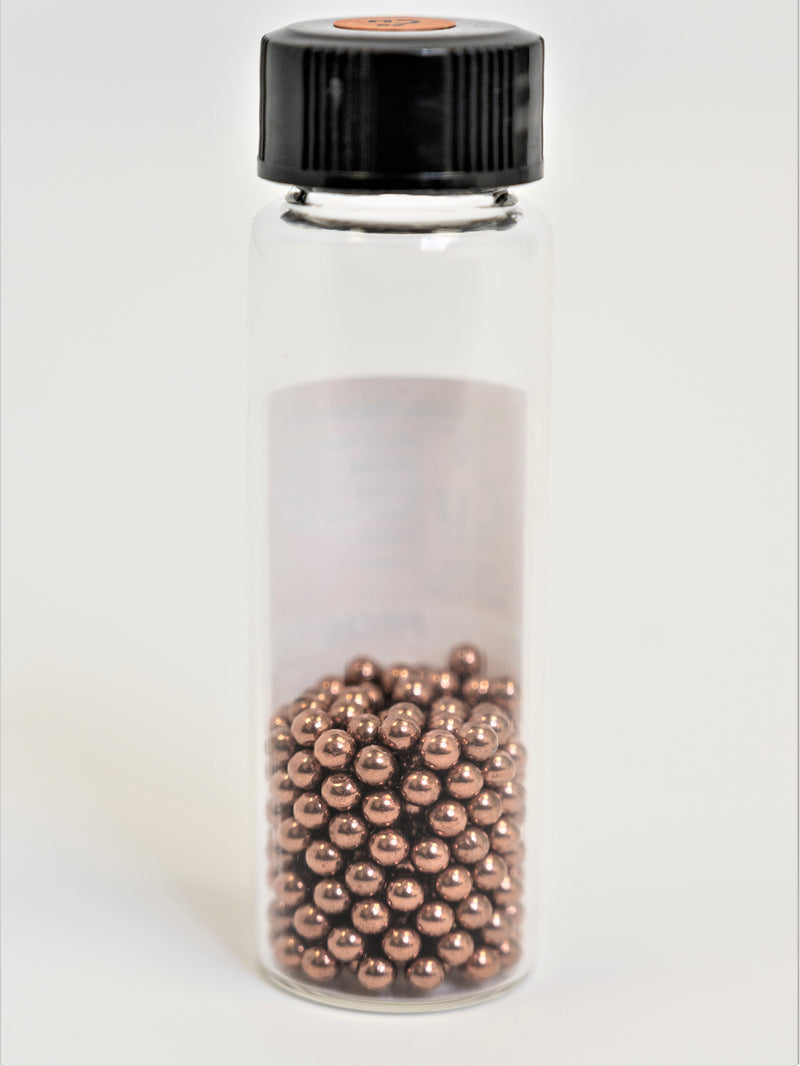 Copper Metal  31.1 Grams 99.9% in our new "Stand Tall" Glass Vials. - The Periodic Element Guys