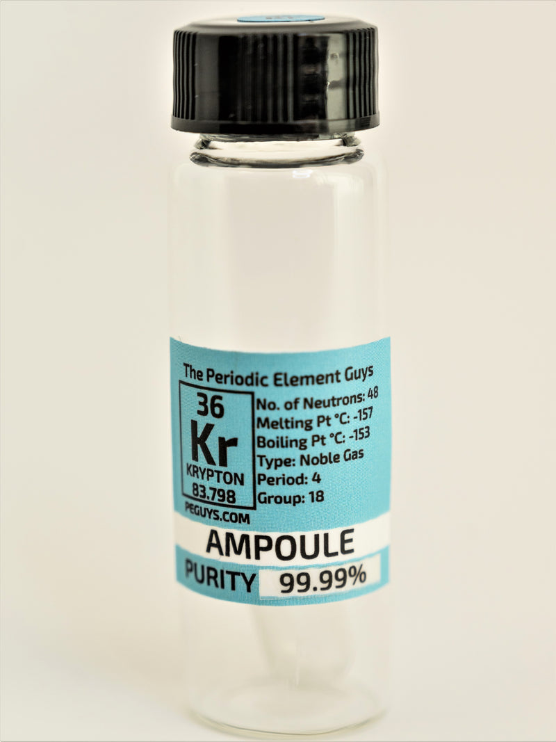Pure Element Krypton Pure Krypton gas Ampoule element 36 sample Low Pressure in labeled tall ...