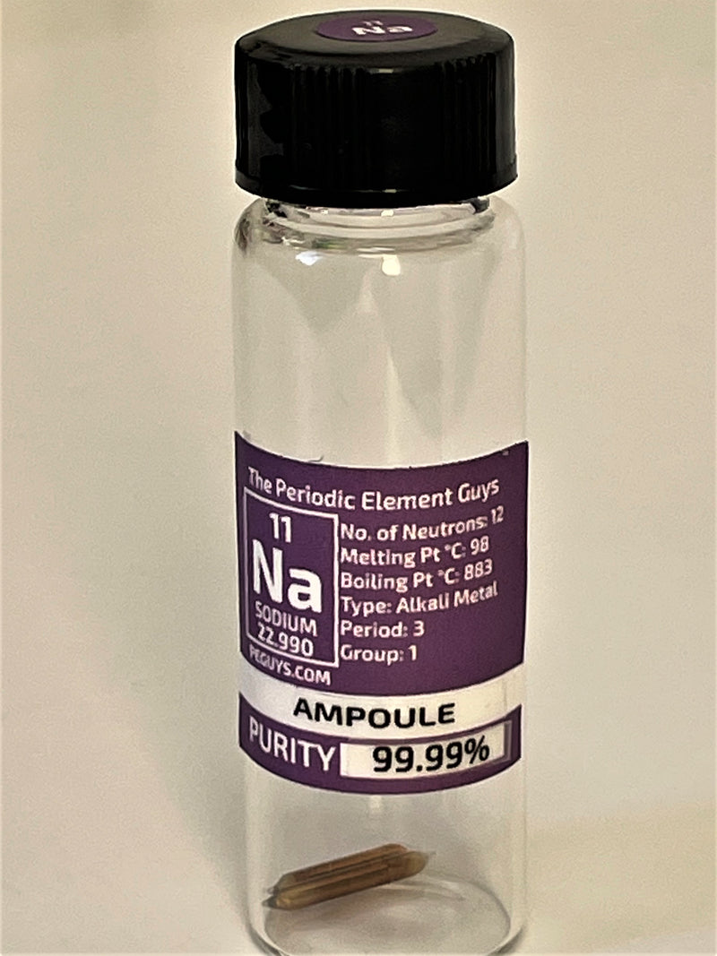 Sodium metal element sample 2 x 15 mg Ampoule 99,99% in New "Stand Tall Labeled Vial. - The Periodic Element Guys
