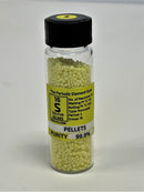 Sulfur Sulphur Pellets 99.9% In our new Stand Tall Glass Vials - The Periodic Element Guys