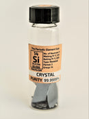 Silicon Single Crystal 4 Grams. 99.9999%  in New Stand Tall labeled Glass Vial. - The Periodic Element Guys