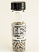 Titanium Pellets 1 Troy Oz 31.1 Grams 99.99% in our new "Stand Tall" Glass Vials. - The Periodic Element Guys