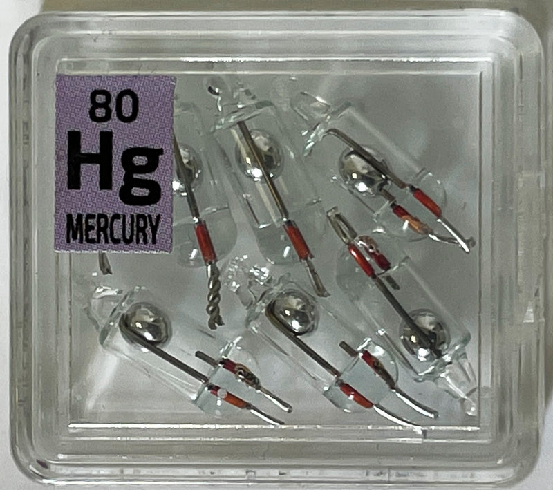 WHOLESALE 12 x Mercury Tiny ampoules (6-7)  in Labeled Periodic Element Tiles - The Periodic Element Guys