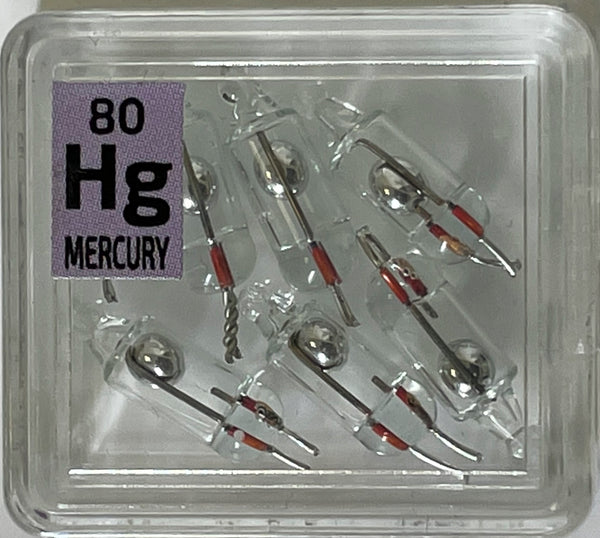 Mercury Tiny ampoules (6-7)  in Labeled Periodic Element Tiles - The Periodic Element Guys