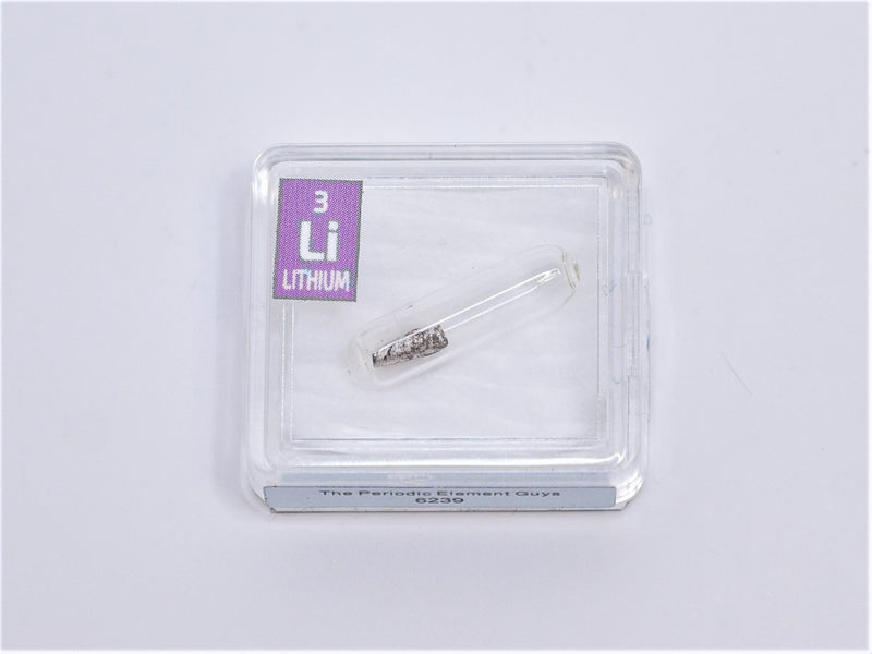 Wholesale 12 x Clean Shiny Lithium Metal Piece under Argon  in Labeled Periodic Element Tiles - The Periodic Element Guys