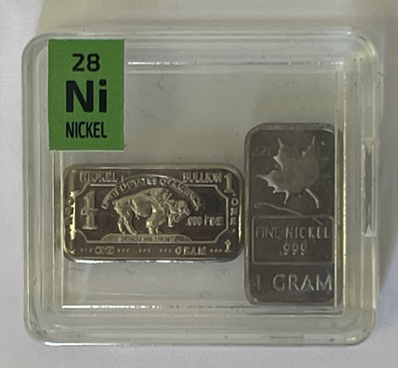 Nickel 99.9%  Foil, Pellets, Ingots, Crystalline Flower,  in our new thick Periodic Element tiles
