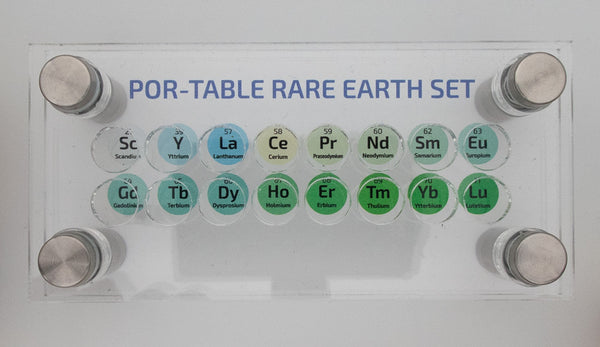 POR-TABLE Rare Earth Metal Element Set 1g x 16 Bottles With Acrylic Display - The Periodic Element Guys