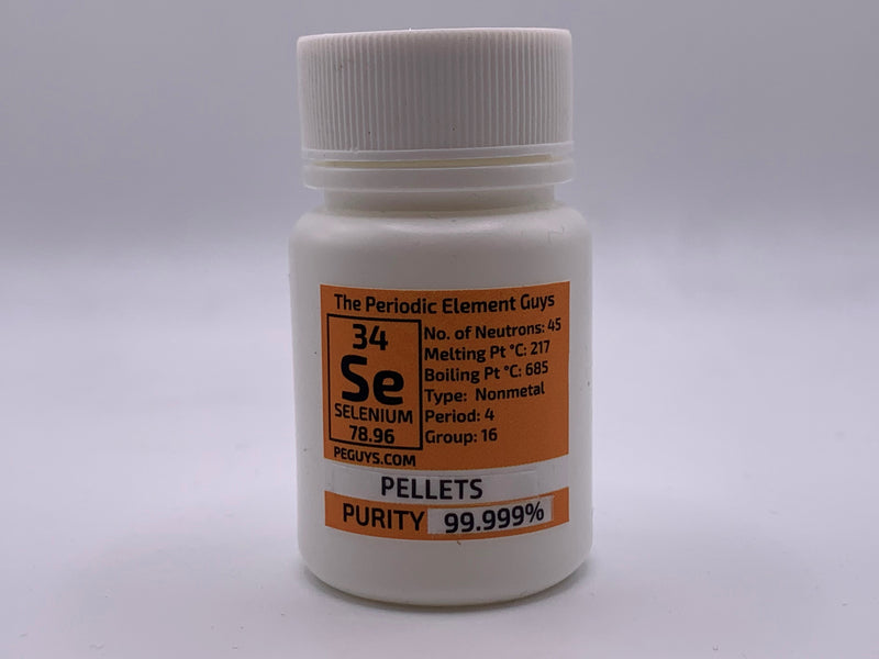 Selenium Pellets Granules Extra Pure 99.999% in PEGUYS Lab Pure Bottle - The Periodic Element Guys