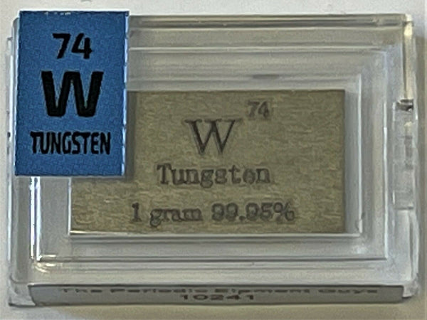 Wholesale 12 x 1 Gram Tungsten / Wolfram Ingot 99.95% Pure in Labeled Periodic Element Tiles - The Periodic Element Guys