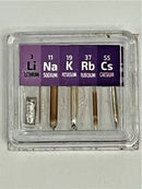 Micro Alkali Set with Lithium under argon, Sodium Potassium Rubidium and Cesium - The Periodic Element Guys