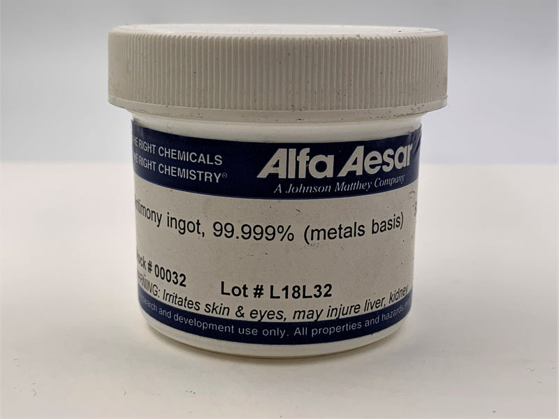 Alfa Aesar Antimony Ingot 99.999% - The Periodic Element Guys