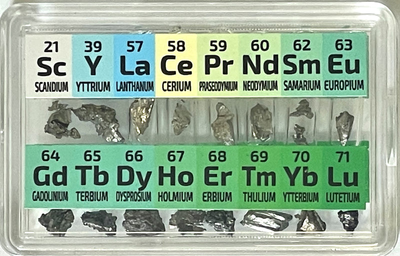 rare earth chemical element card game Micro Rare Earth Metal Element Set with Lanthanum Cerium Pr Nd Sm Europium under argon
