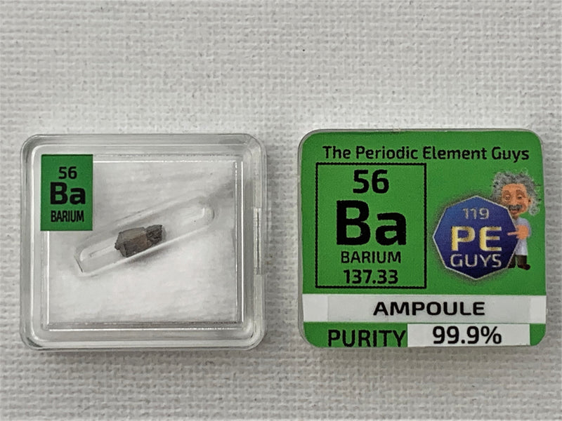 Barium Metal in Glass ampoule under argon,  99.9% in a Periodic Element Tile - The Periodic Element Guys