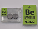 Beryllium Metal Disks 99.9% in a Periodic Element Tile each disk is 7mm x 1mm - The Periodic Element Guys