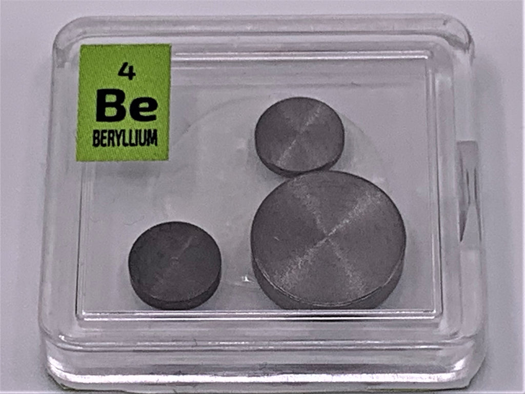 Beryllium Metal 3 x Disks 0.5 Grams + 99.9% in a Periodic Element Tile ...