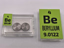 Beryllium Metal Disks 99.9% in a Periodic Element Tile each disk is 7mm x 1mm - The Periodic Element Guys