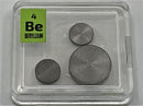 Beryllium Metal 3 x Disks 0.5 Grams + 99.9% in a Periodic Element Tile - The Periodic Element Guys