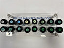 Deluxe Rare Earth Metal Set 3 grams  x 16 Labeled Glass Vials Acrylic Display Stand - The Periodic Element Guys